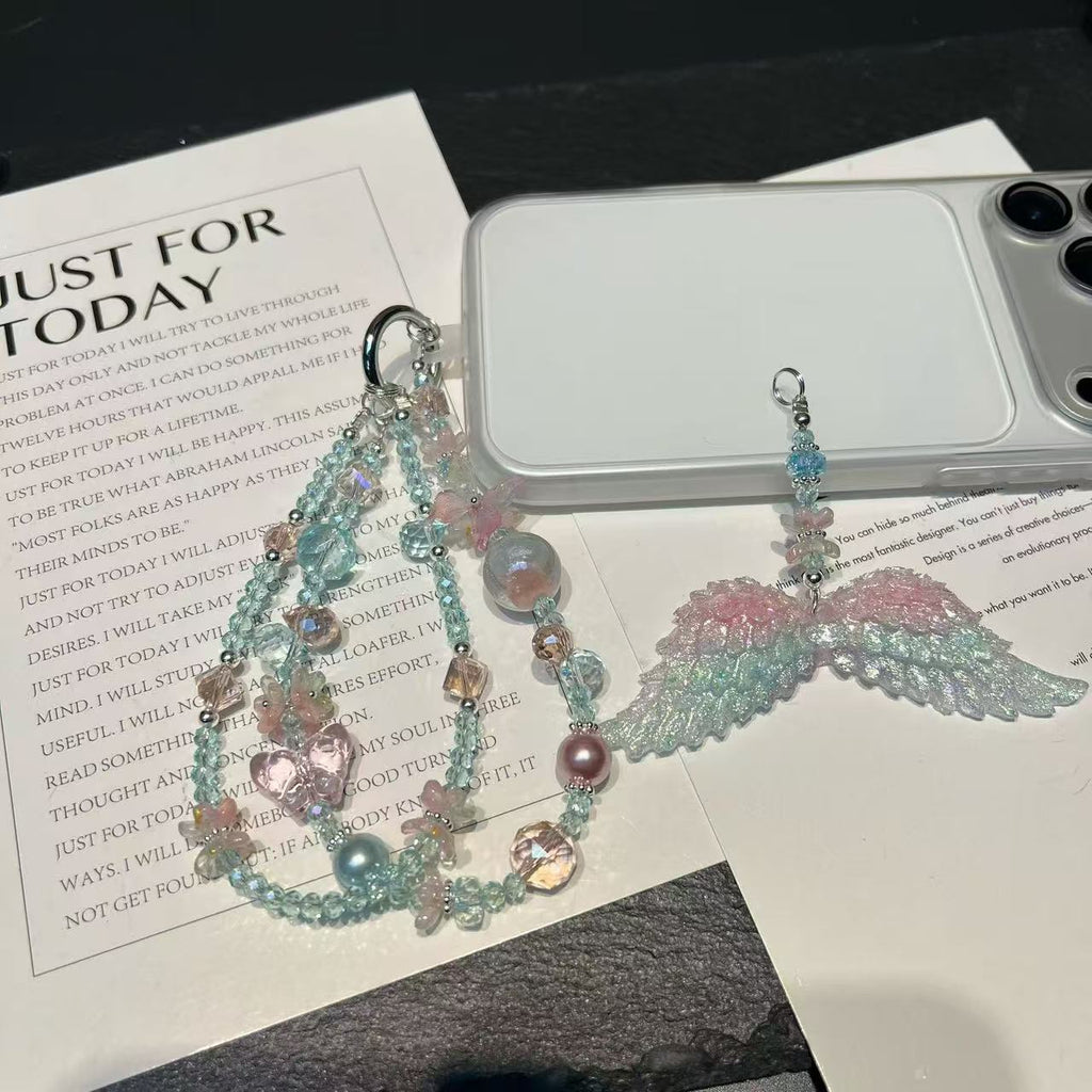 20pcs Beaded Phone Wrist Strap Lanyard Chain Sparkling Wristlet Bracelet for Women