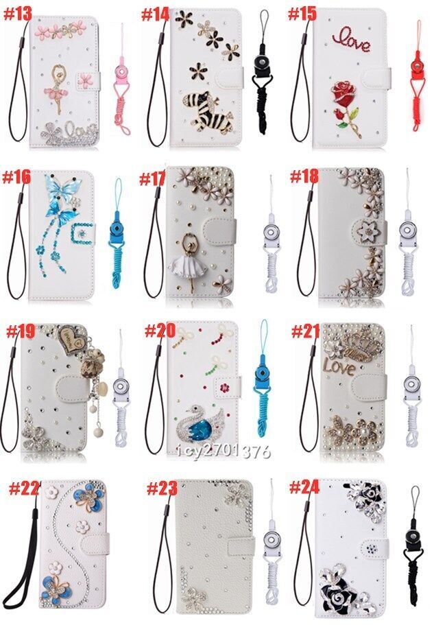 For Samsung Galaxy Bling Flip Leather Diamond Wallet Women Rhinestone Phone Case