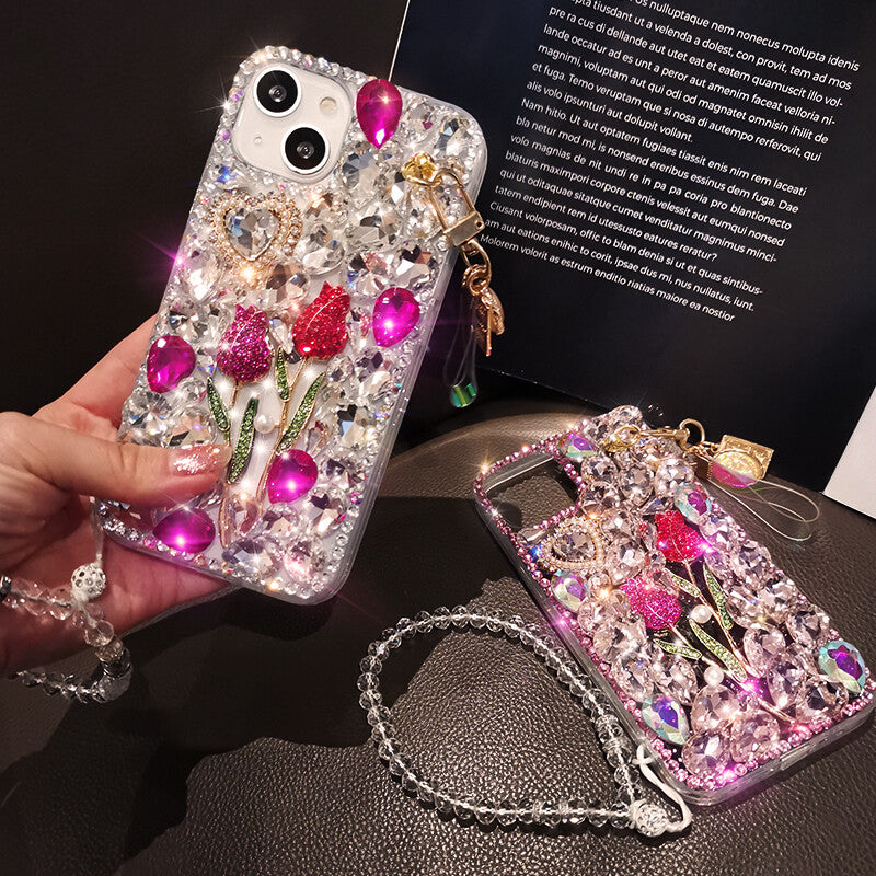 For Samsung Galaxy S26 S25 S24 S23 S22 S21 S20 Luxury Bling Flower Diamond Case
