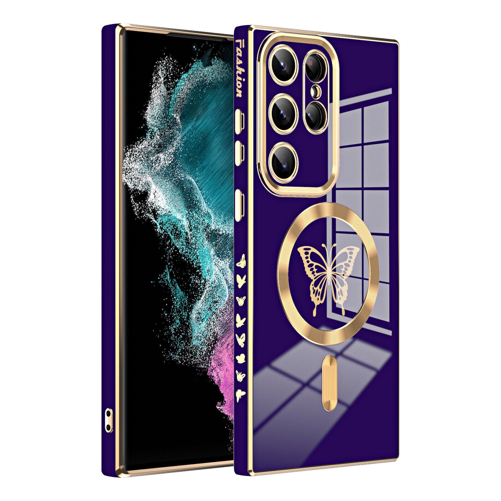 Fr Samsung Galaxy S24 Ultra/S23 S22 S21+Slim Pattern Mag Safe Plating Case Cover