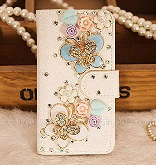 For Samsung Galaxy Bling Flip Leather Diamond Wallet Women Rhinestone Phone Case