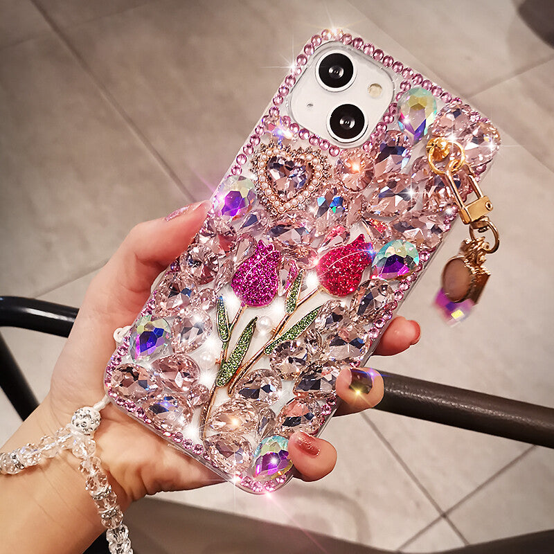 For Samsung Galaxy S26 S25 S24 S23 S22 S21 S20 Luxury Bling Flower Diamond Case