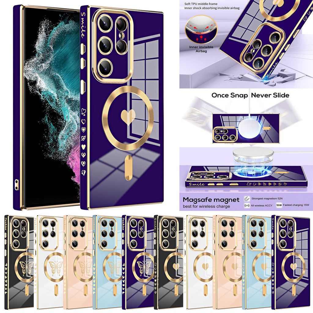 Fr Samsung Galaxy S24 Ultra/S23 S22 S21+Slim Pattern Mag Safe Plating Case Cover