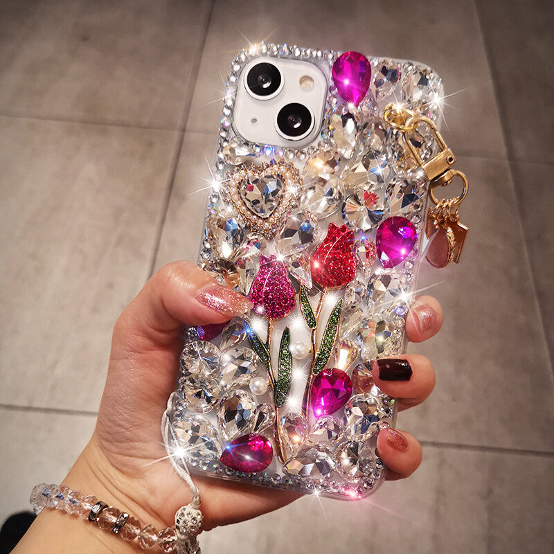 For Samsung Galaxy S26 S25 S24 S23 S22 S21 S20 Luxury Bling Flower Diamond Case