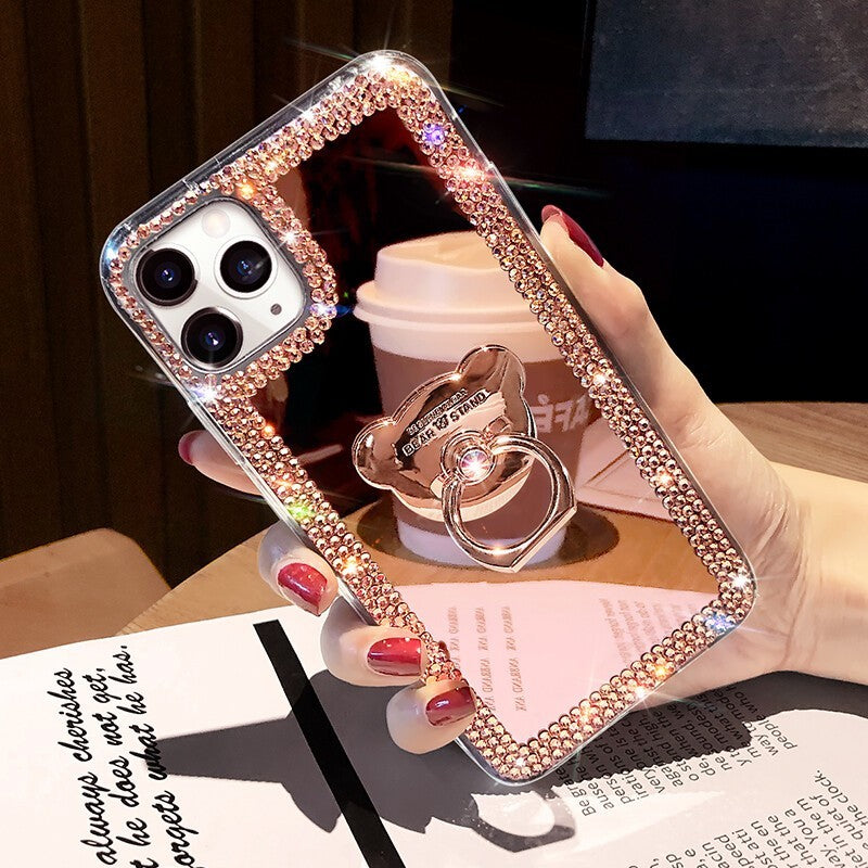 For iPhone 17 16 Pro Max 15 14 13 12 11 Bling Glitter Flower Diamond Case Cover