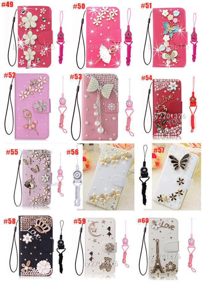 For Samsung Galaxy Bling Flip Leather Diamond Wallet Women Rhinestone Phone Case