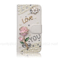 For Samsung Galaxy Bling Flip Leather Diamond Wallet Women Rhinestone Phone Case